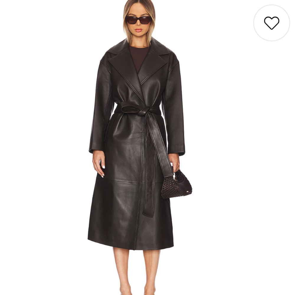 A.L.C. Jax Leather Trench Coat Brown/Ganache NWT XS